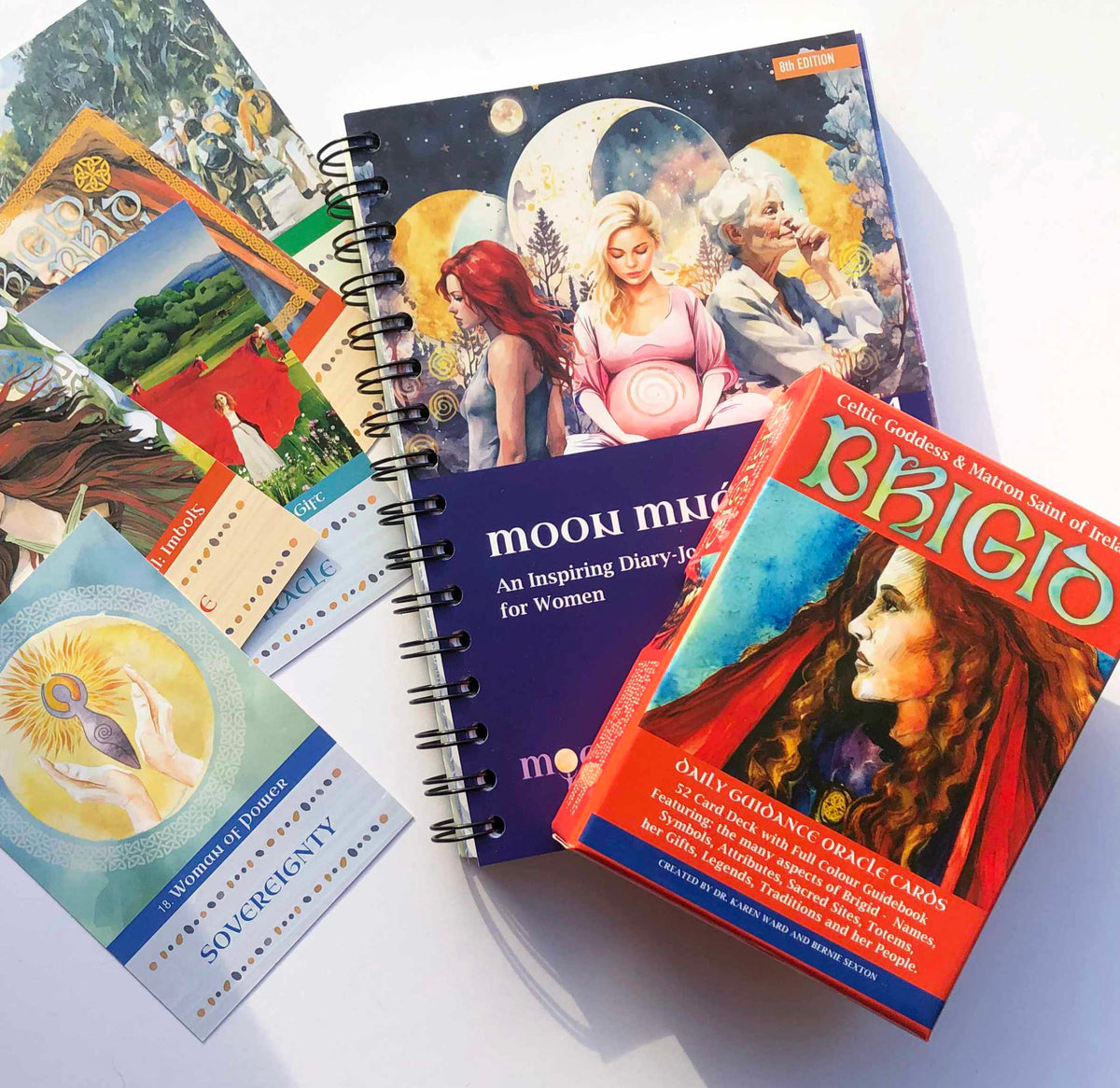 Diary 2024 and Brigid Cards Bundle Moon Mna Womens Celtic Moon Circles