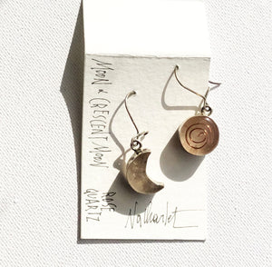 Silver Moon Earrings - Rose Quartz
