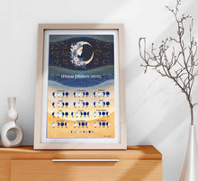 Load image into Gallery viewer, Moon Phases Calendar 2025 Wall Art Poster Premium Print